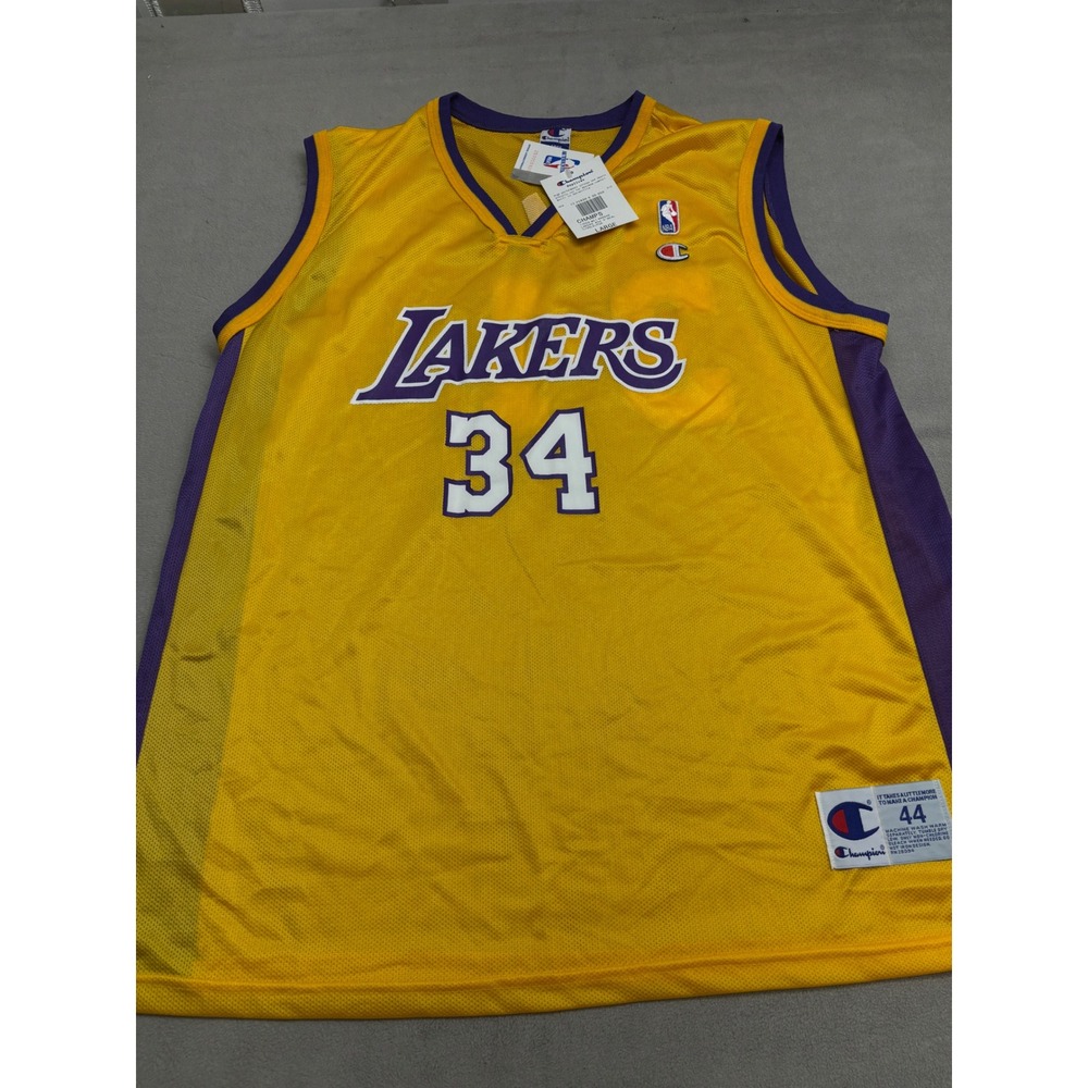Los Angeles Lakers Shaquille O'Neal 34 Jersey Champion NBA Yellow Large NEW